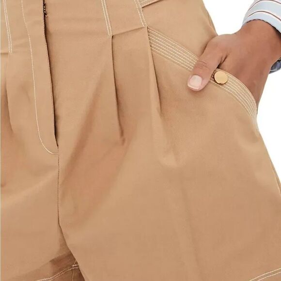 Veronica Beard Jaffe Buckled High Waisted Tailored Short in Khaki 14 MWT $385 - Picture 4 of 6